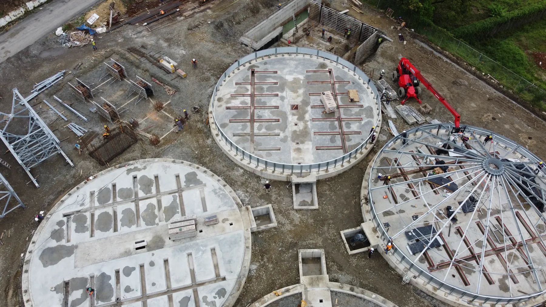 Cimentación de los silos de granos, vista aérea